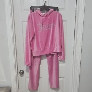 Juicy Couture Pink Velour Hoodie and Pants Set